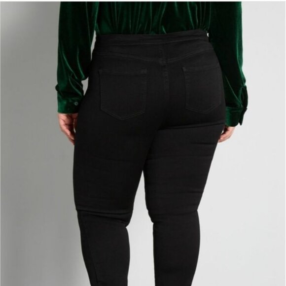 ModCloth Set Sailorette Nautical Sailor 14 Black High Rise Skinny Jeans Retro Ro - Picture 3 of 10